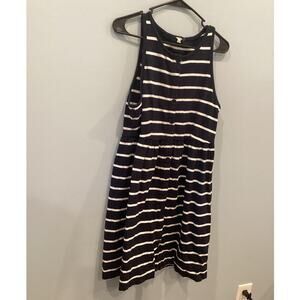 J.Crew Womens Tank Dress Size Medium Navy Blue Striped Nautical Preppy Cotton